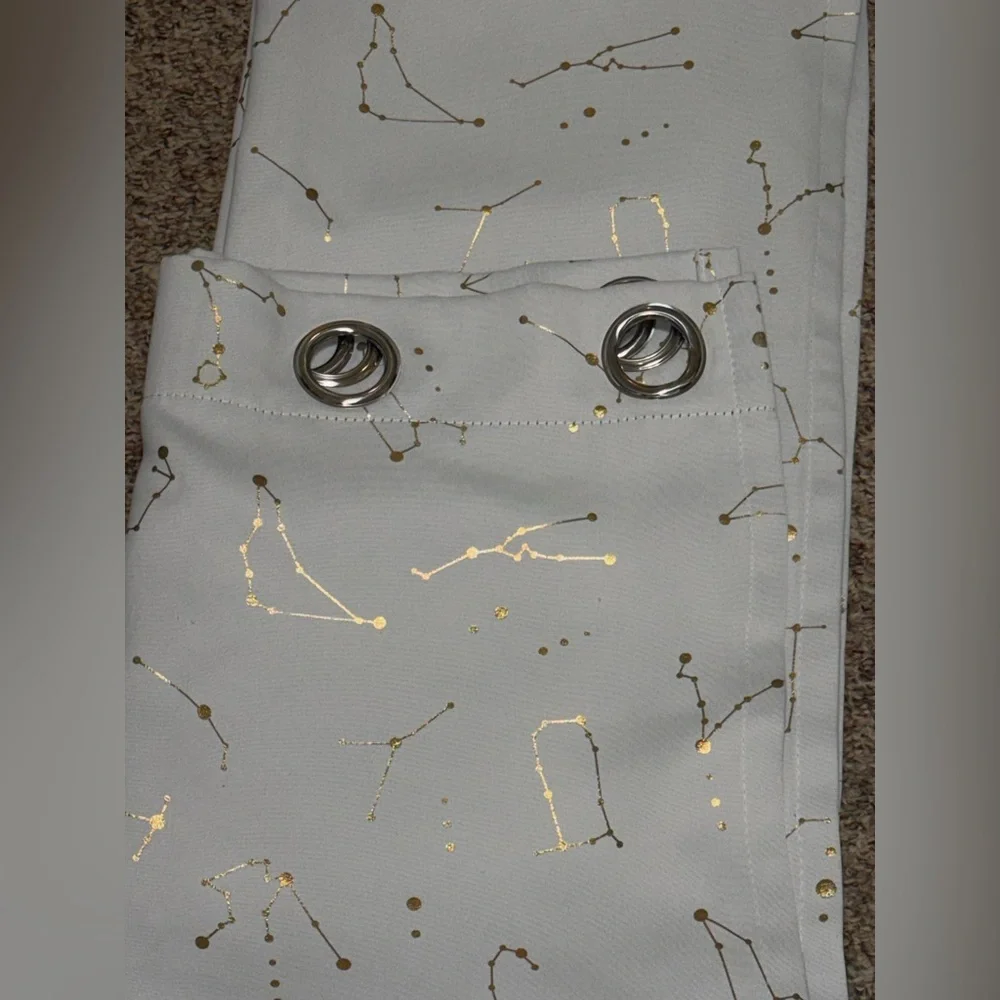 Blackout White Curtains with Gold Constellation Print lot of 2, 50X83